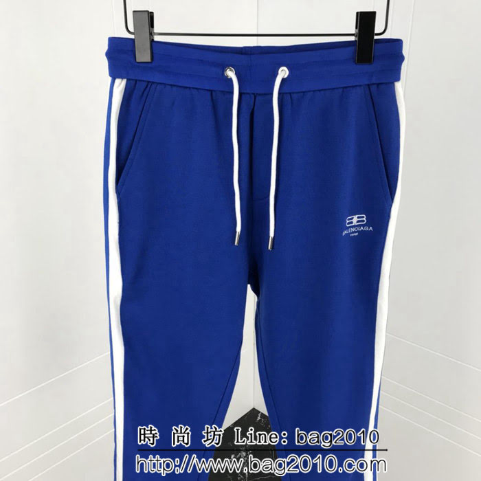 BALENCIAGA巴黎世家 18ss秋冬新款 字母小logo 純棉男款休閒褲 藍色 ydi1257